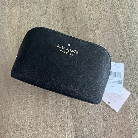 kate spade Handbags - NWT kate spade Black Glitter Shimmy Small Cosmetics Bag NWT
